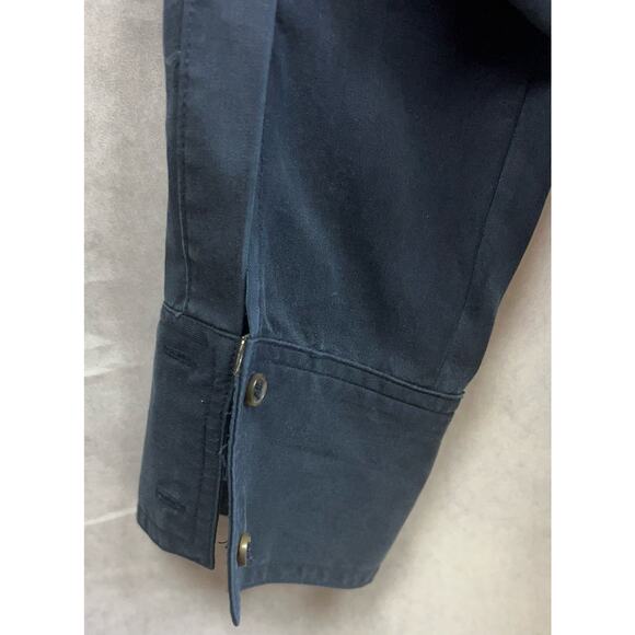 Free People Women Off Campus Metallic Detail Navy Button Up Shirt Size L… - Picture 6 of 11